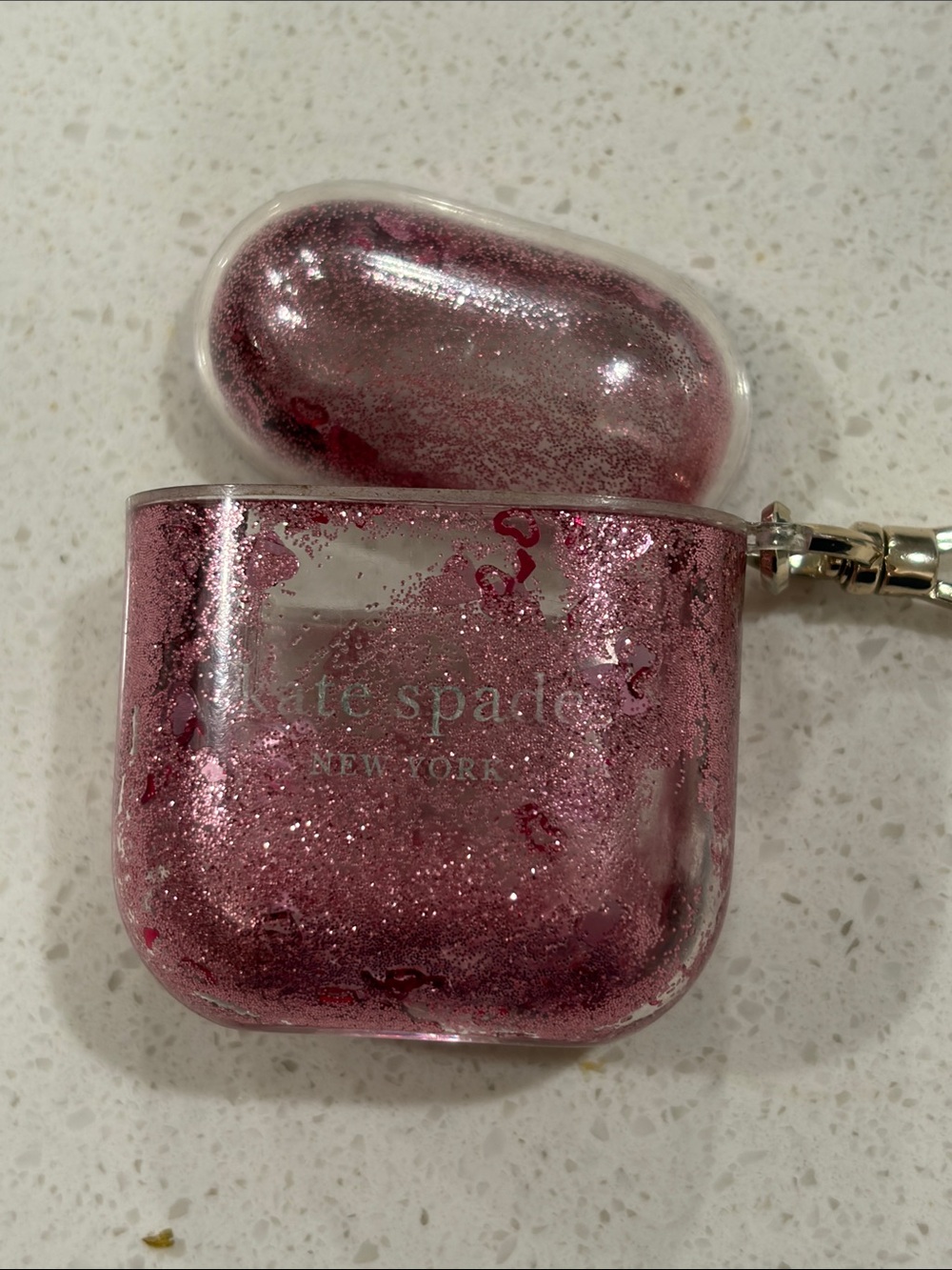 kate spade Pink Glitter AirPods Case with Keychain